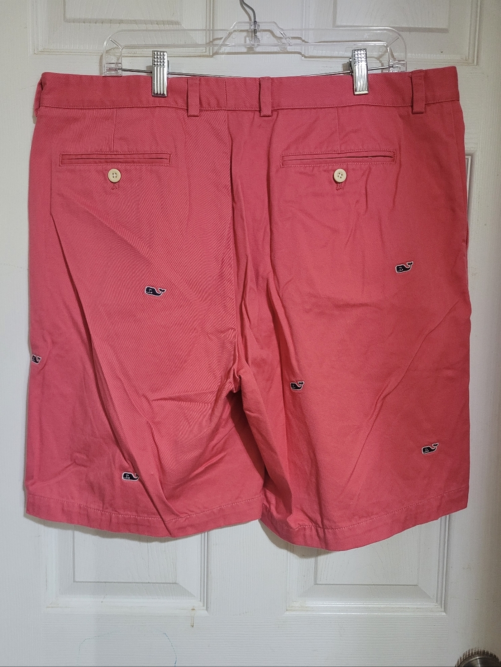 VINEYARD VINES WHALE EMBROIDERED CHINO GOLF BREAKER SHORT MEN'S 38"X9" SALMON